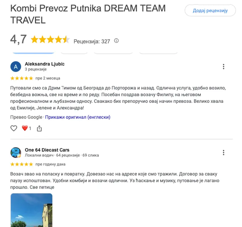Dream Team Travel iskustva