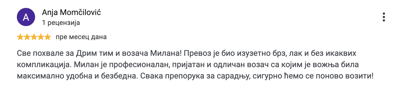 Anja Momcilovic Dream Team Travel iskustvo