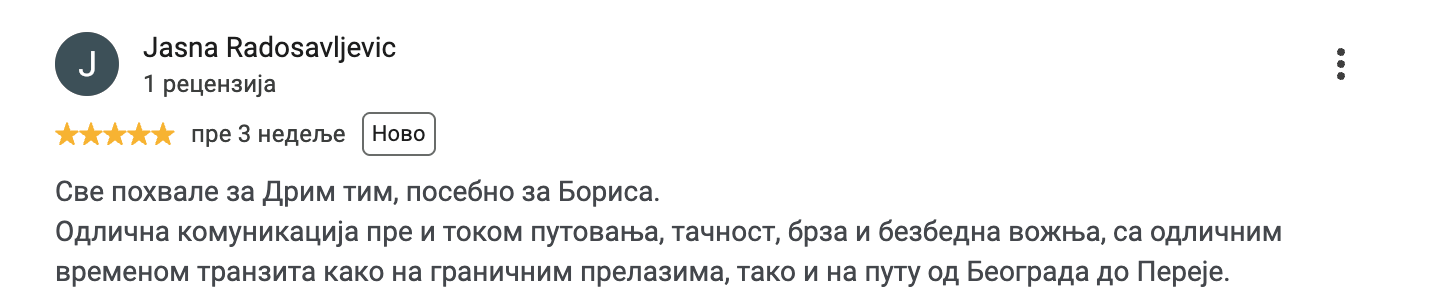 Jasna Radosavljevic Dream Team Travel iskustvo